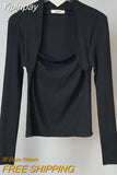 Yipinpay for Women Sueter Mujer Jersey Jumper Sexy Elegant Black Knitted Sweater Pullover Top Square Collar Sweaters Pull Femme