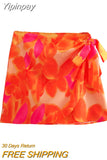 Yipinpay Print Women Skirt High Waist Wrap Mini Skirt Sets Knotted Boho Short Skirts Woman Fashion 2023 Streetwear Y2K Summer Skirts
