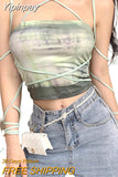 Yipinpay Camisole, Girls Tie-Dyed Sleeveless Crop Tops Spaghetti Strap Vest for Summer, Green