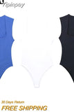 Yipinpay 2023 Woman Bodysuit Black White Body Woman Square Neck Sleeveless Bodysuit Women Bodycon Sexy Lingerie Women's Summer Tops