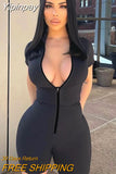 Yipinpay Sculpting Playsuit Women Sexy Short Sleeve Waist Corset Rompers Jumpsuits Femme Summer Zip Body-Shaping One Piece Outfits