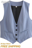 Yipinpay 2023 Fashion Women's Vest Summer Sleeveless Vests for Women Chic V-Neck Single-breasted Ladies White Waistcoat Tops New In