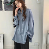 Yipinpay Spring/Summer Women Blouses Solid Shirt Long-sleeve Korean Vintage Female Loose Lantern Sleeve Top Blusas Mujer De Moda 2023