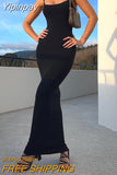 Yipinpay Backless Spaghetti Strap Bodycon Dress Women Sexy Sleeveless Sling Long Pencil Dress Casual Streetwear Night Outfit