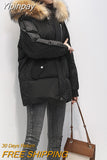 Yipinpay Fur Collar Down Jacket Women Winter 2023 Korean Fashion Warm Thicken Loose Padded Cotton Coat Female Loose Puffer Parkas