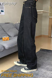 yipinpay High Waist Women Black Jeans Korean Fashion Streetwear Wide Leg Jean Female Denim Trouser Straight Baggy Mom Denim Pants