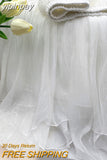yipinpay Irregular Fairy Skirt Women Korean Fashion 2023 Summer Pleated High Waist Skirts Girls Elegant White A-line Faldas