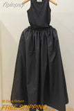Yipinpay Korean Summer Casual Patch Round Sleeveless Black Vest Dress Women Big Swing Maxi Vestido De Mujer 2023 New