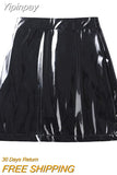 Yipinpay Women's Pu Leather Bodycon Shiny Black Short Skirt Woman Classic High Waisted Sexy Slim Faux Leather Pencil Skirts Stretchy Mini