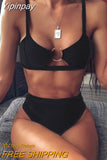 Yipinpay Sexy Women High Waist Bikini Swimsuit Swimwear Female Bandeau Thong Brazilian Bikini Set Bathing Suit Bather