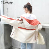 Yipinpay 2023 Spring/Autumn Fashion Jacket Women Preppy Style Loose Hooded Student Windbreaker Female