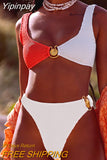 Yipinpay Waist Bikinis 2023 Women Swimsuit Female Swimwear Patchwork Push Up Beach Brazilian Bikinis Set Bathing Suit Beachwear