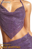 Yipinpay Sparkly Rhinestones Glitters Halter Crop Tank Tops Sexy Women Backless Chains Linked Sleeveless Vest Tops for Club Party