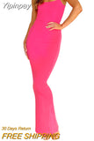 Yipinpay Backless Spaghetti Strap Bodycon Dress Women Sexy Sleeveless Sling Long Pencil Dress Casual Streetwear Night Outfit