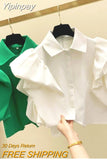 Yipinpay Sleeved Chiffon Short Sleeved Shirt Blusas Mujer Casual Crop Top New White Shirts Camisa Feminina Blusas Mujer De Moda