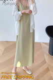 Yipinpay Elegant Oversized Long Dress Women Plain Sleeveless Casual Vintage Long Midi Straps Dresses Chic Luxury Vestidos Mujer