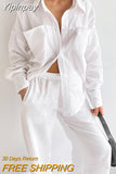 Yipinpay White Cotton Women Long Sleeve 2 Piece Sets Nightwear Female Casual Trouser Suits Solid Spring 2023 Sleepwear Outfit