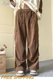 Yipinpay Winter Corduroy Pants Men Fashion Oversize Pocket Cargo Trousers Streetwear Hip Hop Loose Straight Pants Male Joggers