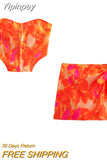 Yipinpay Print Women Skirt High Waist Wrap Mini Skirt Sets Knotted Boho Short Skirts Woman Fashion 2023 Streetwear Y2K Summer Skirts