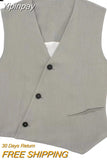 Yipinpay Asymmetric Sleeveless Vests For Women Cropped Summer Jacket Womens 2023 Double Breasted Sleeveless Blazer Woman Waistcoat