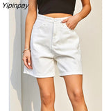 Yipinpay High Waist Denim Shorts Feminino 2023 Spring Oversized Casual Jeans Shorts Women White Wide Leg Short Pants