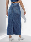 Yipinpay Spring New Women's Ripped Denim Skirt Fashionable High Waist Slim Jeans Long Skirt Casual Ladies Clothing S-2XL