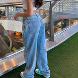 Yipinpay Winter New Y2K Style Women's Mid Waist Baggy Jeans Fashion Casual Denim Wide Leg Pants Street Hipster Trousers XS-XL