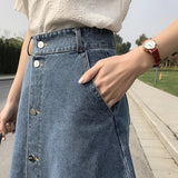 Yipinpay Women Long Denim Skirt Y2k Black High Waist Jeans Maxi Skirts for Female Knee Length A-line Skirt Fashion Korean Autumn Winter