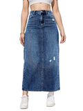 Yipinpay Spring New Women's Ripped Denim Skirt Fashionable High Waist Slim Jeans Long Skirt Casual Ladies Clothing S-2XL