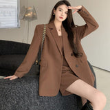 Yipinpay Dress Suits Womens Office Outfits Autumn New Loose Blazers 2 Piece Sets With Straps Mini Dresses Woman