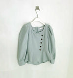 Yipinpay Femme Korean Chic Autumn Retro High Waist Puff Long Sleeve Square Collar Shirts Temperament Top Slim Blusas Camisas