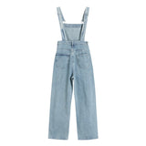 yipinpay Pants Women's Suspender Jeans 2023 Spring Plus Size Streetwear Baggy Braces Pants Vintage Blue Mom Denim Braces Trouser