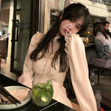 Yipinpay Black Y2k Dress Women 2024 Autumn Casual Lace Long Sleeve One Piece Dress Korean Evening Party Elegant Midi Dress Female