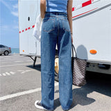 yipinpay Women's Jeans 2023 New Wide Leg Casual Streetwear Femme High Waist Trouser Vintage Baggy Jeans Fashion Straight Mom Denim Pants