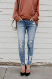 Yipinpay sale woman ripped jeans fashion trendy stretch slim denim jeans street casual pencil pants S-2XL drop shipping