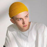 Yipinpay New Knitted Hats For Women Skullcap Men Beanie Hat Winter Retro Brimless Baggy Melon Cap Hi pop Fisherman Beanies Hats Men