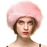 Yipinpay Women's Faux Fur Hat Fluffy Headband Russian Style Hat Comfy Cossack Style Elastic Stretch Furry Earmuff Bomber Hats