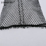 Yipinpay MO Crystal Diamond Wide Leg Pants Women Sexy Hollow Out Transparent Mesh Trousers Winter Fishnet Beach Party Pants 2023