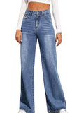 Yipinpay New High Waist Loose Jeans For Women Fashion Casual Denim Wide Leg Pants Street Casual Trousers Global Drop Shipping