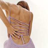 Yipinpay MO Fashion Sleeveless Bandage Midi Sweater Dresses 2023 Women Autumn Sexy Backless Dress Ladies Elegant Casual Vestidos