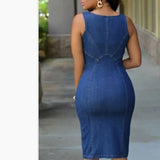 Yipinpay Women's Summer Sleeveless Denim Dress Slim Zipper Jeans Dress Fashion Casual Office Lady Clothing M-2XL 2024 New Arrival