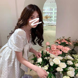 Yipinpay Short Sleeve Elegant Casual Women's Dresses Party Bow Design Sweet Vintage Dress Females One Piecce Dress Korean Chic