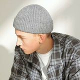 Yipinpay New Knitted Hats For Women Skullcap Men Beanie Hat Winter Retro Brimless Baggy Melon Cap Hi pop Fisherman Beanies Hats Men