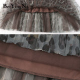 Yipinpay 2023 Women's Vintage High Waist A Line Pleated Long Skirts Leopard Printed Casual Streetwear Harajuku Skirt Female
