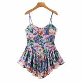 Yipinpay Vintage Multicolor Floral Print Sexy Sling Dress Women Summer Chiffon Super-Short Dress Holiday Beach Sundress Vestido