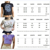 Yipinpay Women Casual Crop Tops T-shirt, Adults Slim-fit Animal Printed Basic Short Sleeve Round Neck T-shirt Woman Clothes Summer 2023