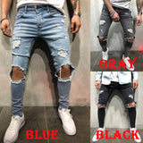 Yipinpay Ripped jeans for men Fashion casual slim denim pencil pants Men's clothing trousers S-4XL Drop shipping