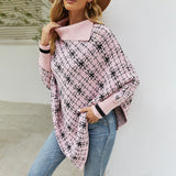 Yipinpay Winter Warm Coats Retro Street Clothing 5 Colors Fashion Striped Lapel Capes Three Quarter Lantern Sleeve Long Ponchos