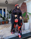 Yipinpay Pieces Set Women Printed Irregular Tops Bawting Sleeve V Neck Loose High Waist Wide Leg Pants African Fashion Suits New