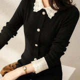 Yipinpay Stitching Knitted Black Mermaid Dress Women Hit Autumn Elegant Retro Slim Vestidos De Mujer Trumpet Long Sleeve Sweater